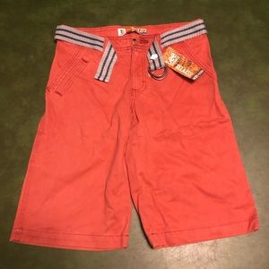 NWT Unisex Youth 16R Lee Dungarees Hiking Shorts, Bermudas, Belted Orange, Outer